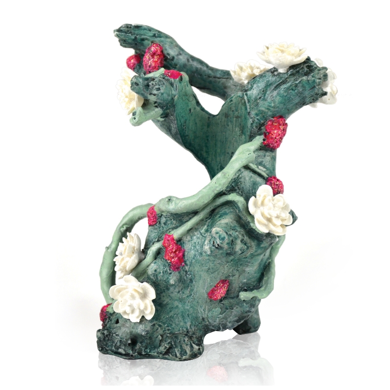 Декоративный элемент "Зеленый пень с цветами", Flower trunk ornament green